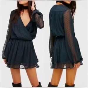 Free People Dahlia Drop Waist Mini Dress Green S